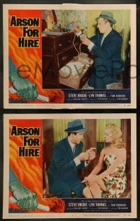 5j038 ARSON FOR HIRE 8 LCs '58 Steve Brodie & Lyn Thomas in the deadliest U.S. racket!