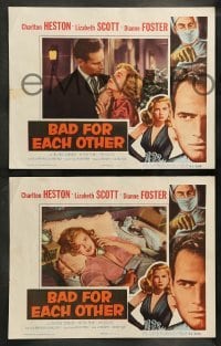 5j045 BAD FOR EACH OTHER 8 LCs '53 great images of Charlton Heston & sexy bad girl Lizabeth Scott!