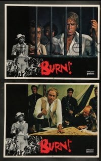 5j074 BURN 8 int'l LCs '70 Marlon Brando profiteers from war, directed by Gillo Pontecorvo!