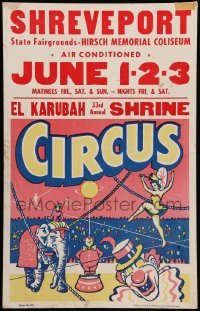 5k017 EL KARUBAH 33RD ANNUAL SHRINE CIRCUS 14x22 circus poster '79 great art of clowns & elephant!