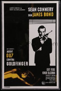 5k049 GOLDFINGER 11x17 English commercial poster '07 art of Connery as James Bond + golden girl!