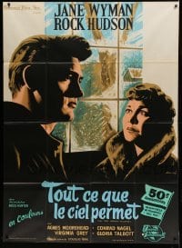 5k583 ALL THAT HEAVEN ALLOWS French 1p '62 different Xarrie art of Rock Hudson & Jane Wyman!
