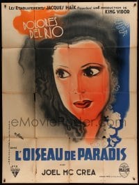 5k622 BIRD OF PARADISE French 1p '32 different art of pretty Dolores Del Rio by M. Fiora, rare!
