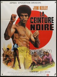 5k623 BLACK BELT JONES French 1p '74 cool completely different art of Jim Dragon Kelly, kung fu!