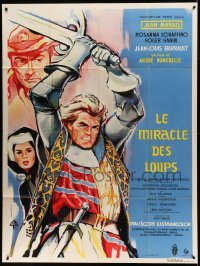 5k628 BLOOD ON HIS SWORD French 1p '64 Tealdi art of Jean Marais with sword & Maria Schiaffino!