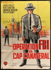 5k718 FBI CODE 98 French 1p '63 cool different P. Marty art of G-men with guns!