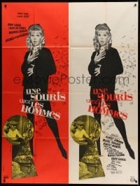 5k824 MOUSE WITH THE MEN French 1p '64 two full-length images of sexy Dany Saval, Louis de Funes
