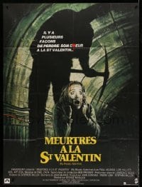5k827 MY BLOODY VALENTINE French 1p '82 different art of terrified victim running from killer!