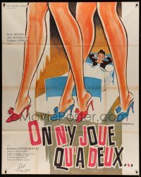 5k841 ONLY TWO CAN PLAY French 1p '64 different Marty art of Peter Sellers in bed & sexy legs!