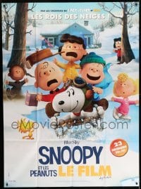 5k856 PEANUTS MOVIE advance French 1p '15 great image of Charlie Brown, Snoopy & the gang!