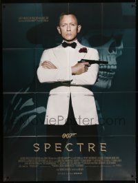 5k907 SPECTRE French 1p '15 great image of Daniel Craig as James Bond with villain background!