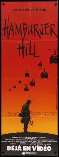 5k548 HAMBURGER HILL French door panel '87 different silhouette art of soldier & helicopters!