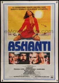 5k312 ASHANTI blue title Italian 1p '79 Michael Caine, Peter Ustinov, art of sexy chained woman!