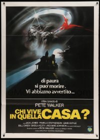 5k338 COMEBACK Italian 1p '79 cool art of creepy ghoul with bloody sickle over haunted house!