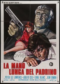 5k411 LONG ARM OF THE GODFATHER Italian 1p '72 art of gangster Adolfo Celi with gun & Erika Blanc!