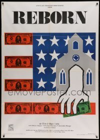 5k453 REBORN Italian 1p '85 art of giant hand taking money for the church over American flag!