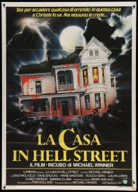 5k462 SCREAM FOR HELP Italian 1p '84 different Spataro art of blood oozing from haunted house!