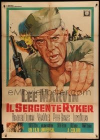 5k465 SERGEANT RYKER Italian 1p '68 different Valcarenghi art of Lee Marvin in the Korean War!