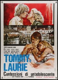 5k486 THOMAS Italian 1p '75 Morini art of Patrick Le Mauff & his lover in bed & about to kiss!
