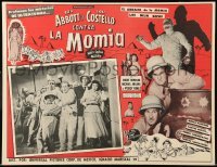 5k166 ABBOTT & COSTELLO MEET THE MUMMY Mexican LC '55 Bud & Lou scared with top cast!