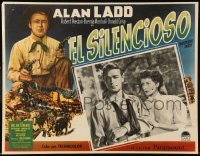 5k259 WHISPERING SMITH Mexican LC '49 close up of Alan Ladd with arm in sling by Brenda Marshall!