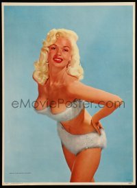 5k095 JAYNE MANSFIELD 12x17 calendar sample page '57 in sexy fuzzy bikini with hands on hips!