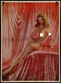 5k101 RHAPSODY IN RED 12x17 calendar sample '60s sexy naked blonde full-length on red velvet!