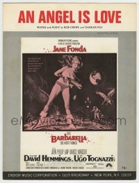 5m024 BARBARELLA sheet music '68 Roger Vadim, McGinnis art of sexy Jane Fonda, An Angel is Love!