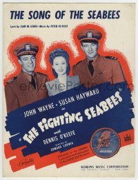 5m033 FIGHTING SEABEES sheet music '44 art of Navy man John Wayne & sexy Susan Hayward, ultra rare!