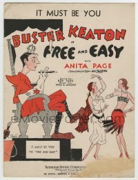 5m034 FREE & EASY sheet music '30 different Eaton art of Buster Keaton on throne by sexy women!