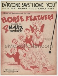 5m035 HORSE FEATHERS sheet music '32 all 4 Marx Brothers, Ev'ryone says 'I Love You'!