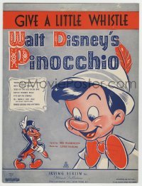 5m016 PINOCCHIO sheet music '40 Walt Disney classic cartoon, Give a Little Whistle!