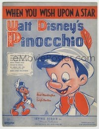 5m017 PINOCCHIO sheet music '40 Walt Disney classic cartoon, When You Wish Upon a Star!