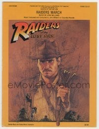 5m041 RAIDERS OF THE LOST ARK sheet music '81 Amsel art of Harrison Ford, Raider's March!