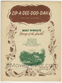 5m020 SONG OF THE SOUTH sheet music '46 Walt Disney cartoon, great art, Zip-A-Dee-Doo-Dah!