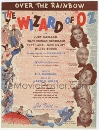 5m045 WIZARD OF OZ sheet music '39 Over the Rainbow, most classic song from the movie!