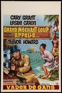 5p237 FATHER GOOSE Belgian '65 different art of sea captain Cary Grant, pretty Leslie Caron!
