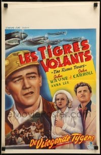 5p238 FLYING TIGERS Belgian 1949 John Wayne, Carroll, Anna Lee, art of WWII airplanes!