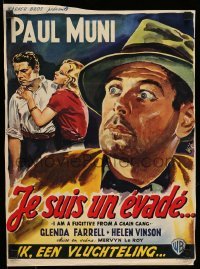 5p247 I AM A FUGITIVE FROM A CHAIN GANG Belgian R50s great art of escaped convict Paul Muni by Wik