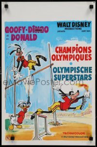 5p277 SUPERSTAR GOOFY Belgian '72 Disney, art of Goofy hurdling w/Olympic torch!