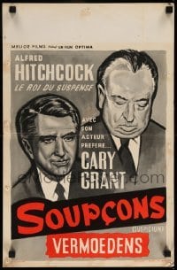 5p278 SUSPICION Belgian R60s cool art of Alfred Hitchcock & Cary Grant!