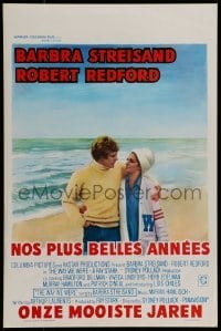 5p284 WAY WE WERE Belgian '73 different art of Barbra Streisand & Robert Redford on the beach!