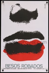 5p023 STOLEN KISSES Cuban silkscreen R90s Francois Truffaut's Baisers Voles, sexy lips art by Azcuy!