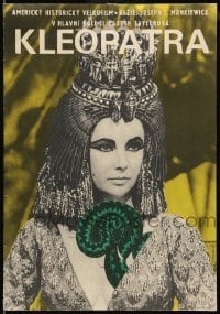 5p422 CLEOPATRA Czech 11x16 '66 cool Hilmar art of Elizabeth Taylor w/snake!