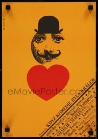 5p476 WHEN COMEDY WAS KING Czech 11x16 '65 Charlie Chaplin, Keaton, Laurel & Hardy, Duda art!