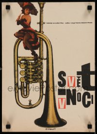5p479 WORLD BY NIGHT Czech 12x16 '64 Luigi Vanzi's Il Mondo di notte, Vaca trumpet art!