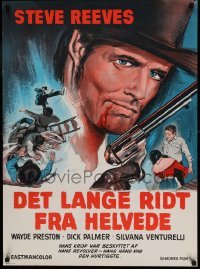 5p128 LONG RIDE FROM HELL Danish '70 Vivo per la tua Morte, barechested cowboy Steve Reeves!