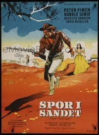 5p139 ROBBERY UNDER ARMS Danish '58 great Stilling art of Maureen Swanson & cowboy Peter Finch!