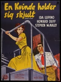 5p157 WOMAN IN HIDING Danish '50 Ida Lupino is on the run from her crazy husband Stephen McNally!