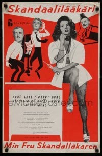 5p182 LADY DOCTOR Finnish '58 art/images of Vittorio De Sica, Toto & sexy Abbe Lane!